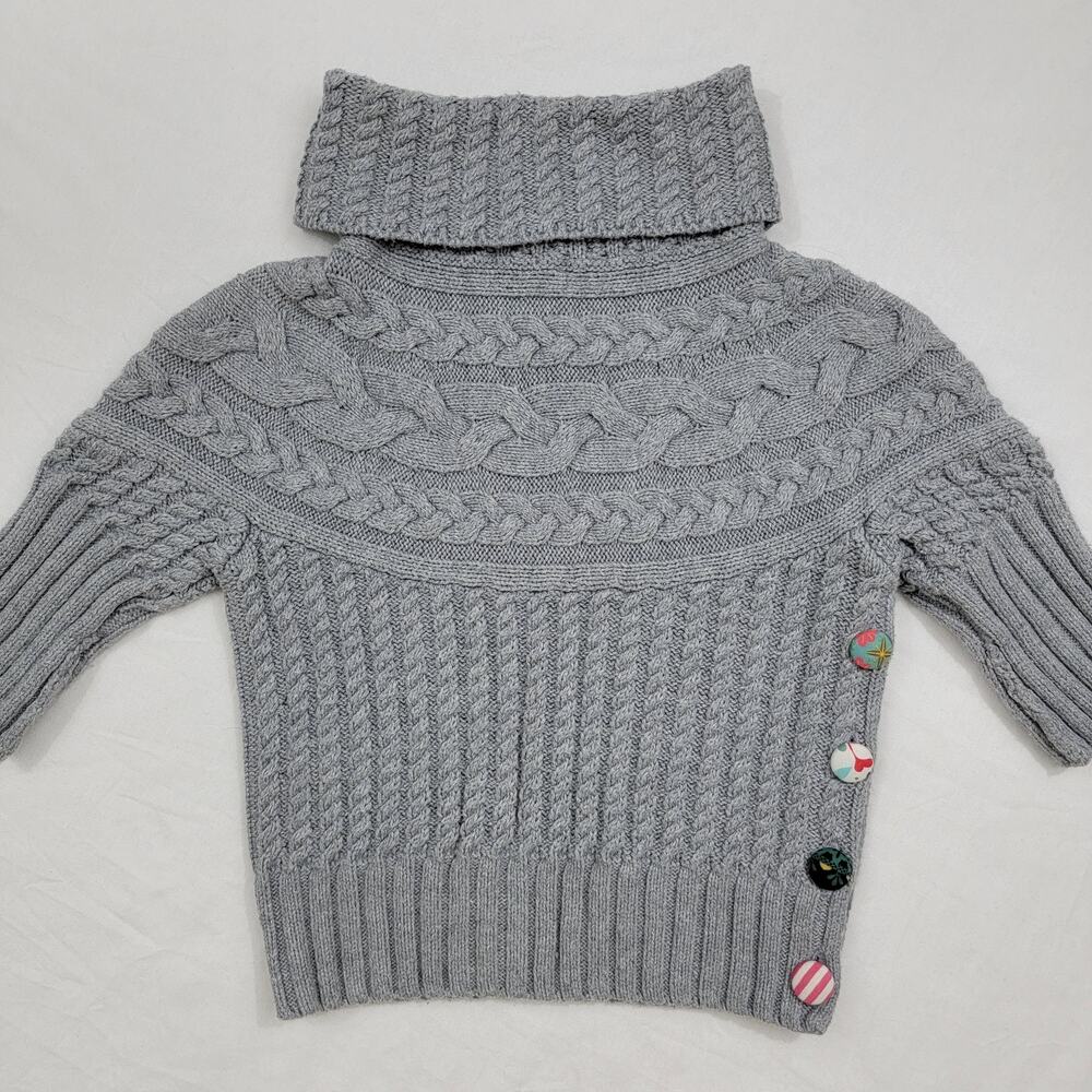 Matilda Jane Flaxen Reese Grey Cable Knit Turtle Neck Sweater